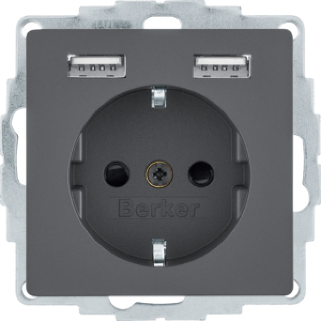 BERK 48036086 / Q.1 ANTRAZITH SCHUKO STECKDOSE +USB