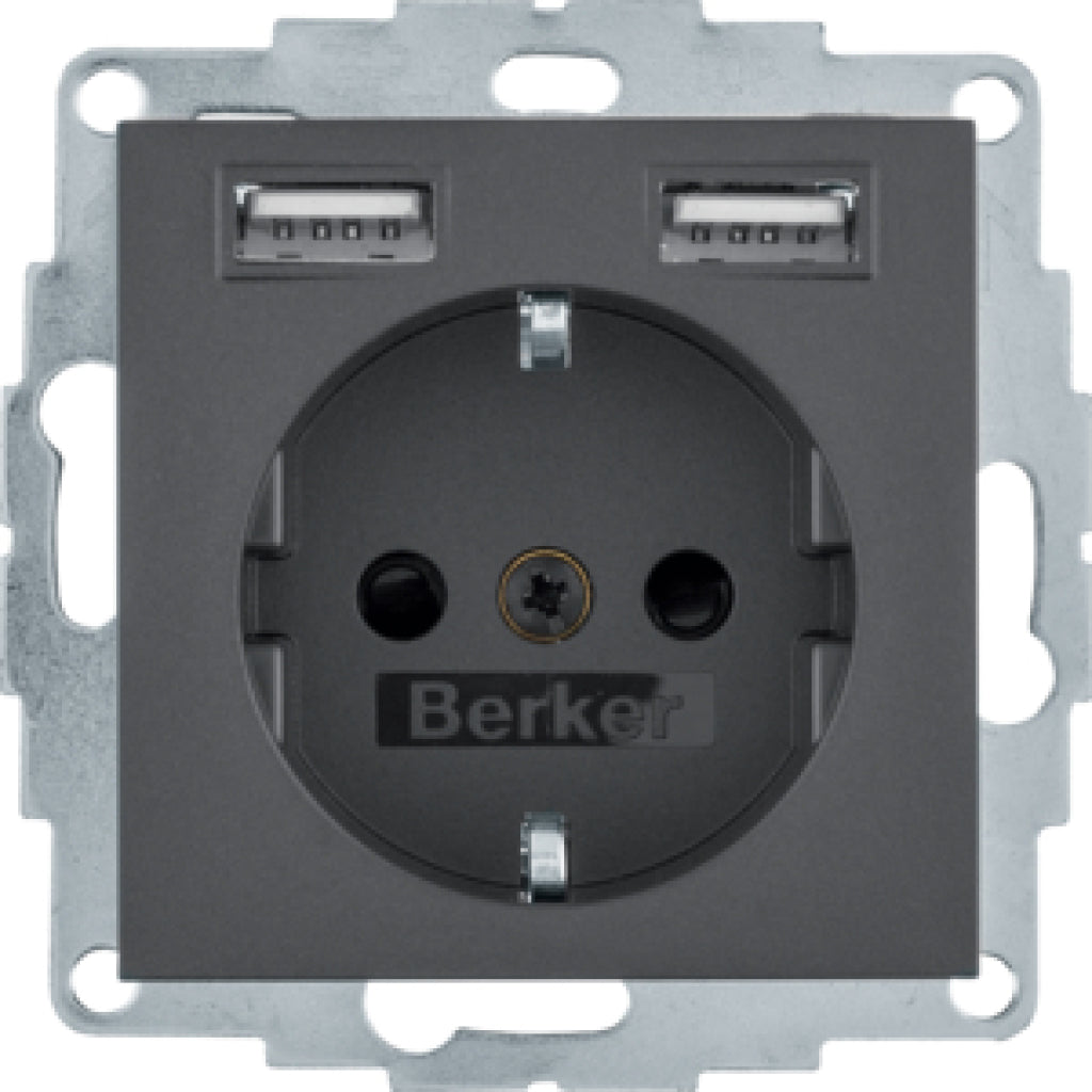 BERKER 48031606 / B.1/B.3 ANTHR.SCHUKOSTECK.+USB