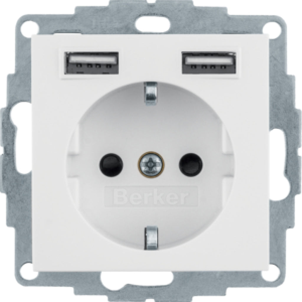 BERK 48036089 / Q.1 POLARWEISS SCHUKO STECKDOSE +USB